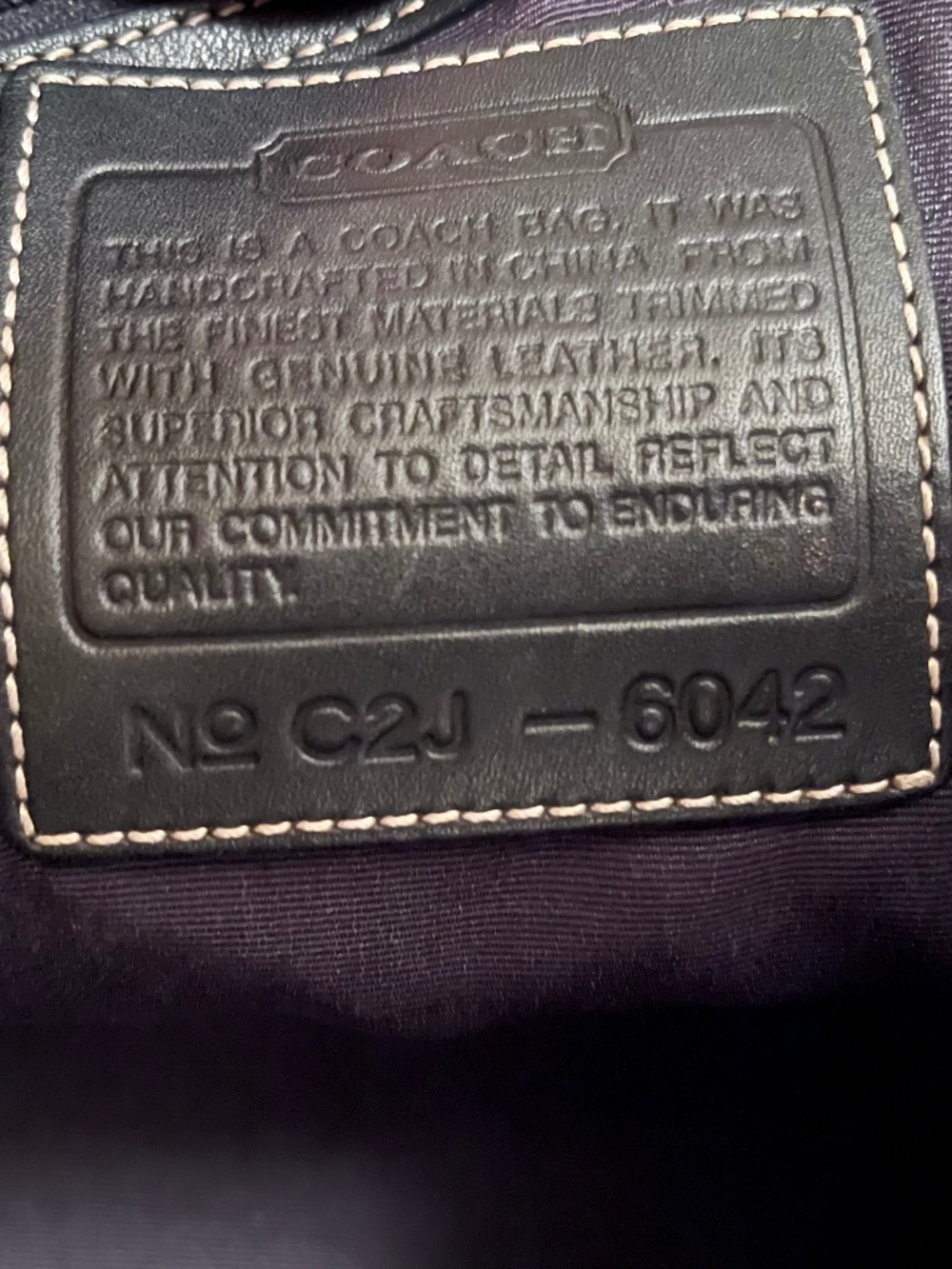 Coach handbag purse black jacquard with leather trim - Picture 7 of 8